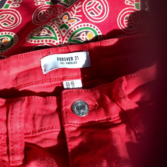 Red Ripped Skinny Jeans - Picture 4 of 5